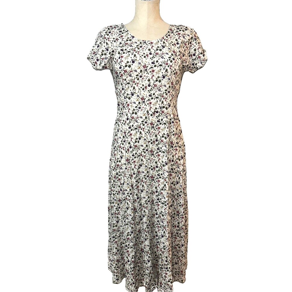 All That Jazz Women's Vintage Sheath Midi Dress size 6 Made in USA Ditsy Floral